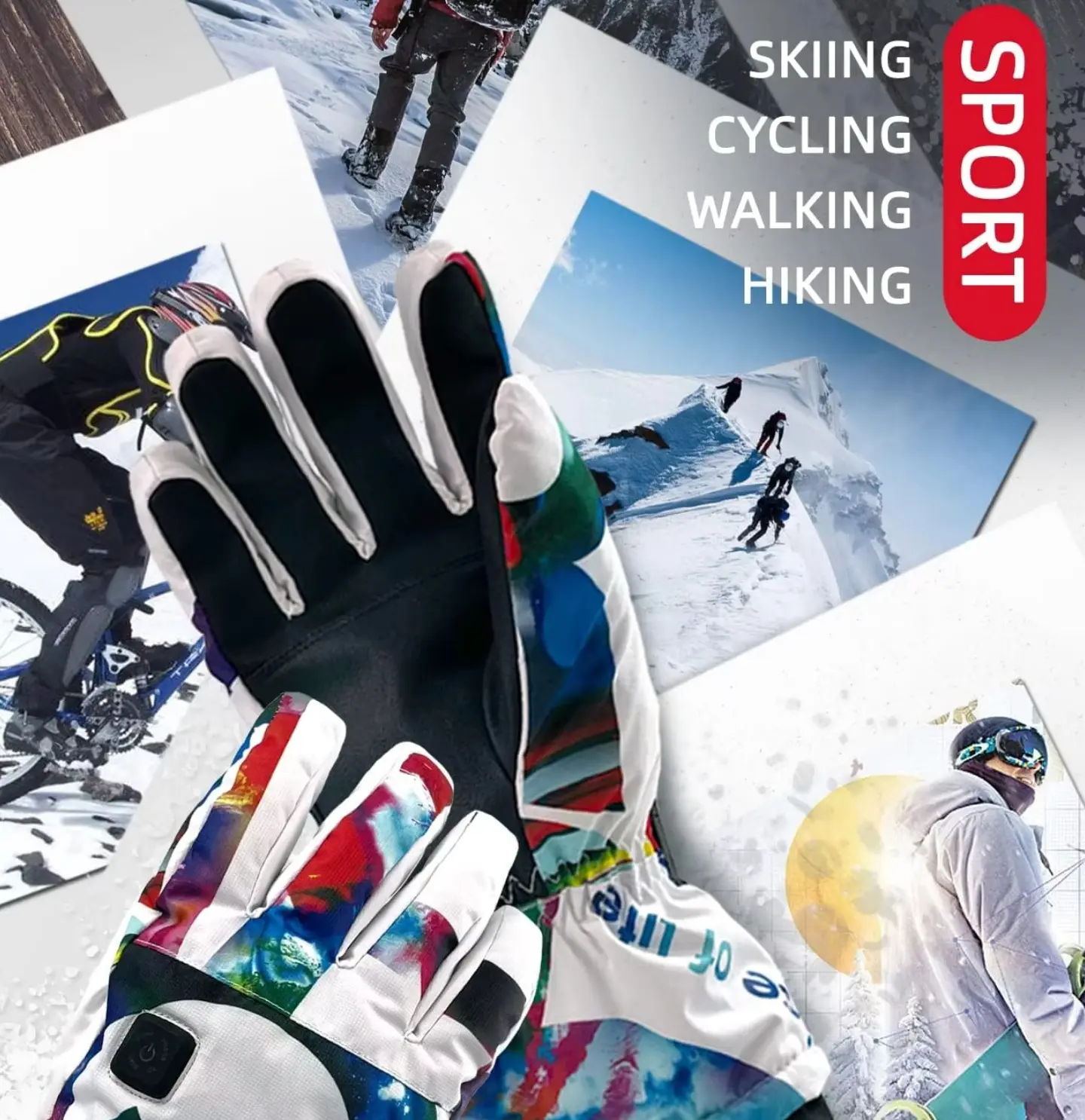 Electric heating waterproof gloves for winter outdoor activities