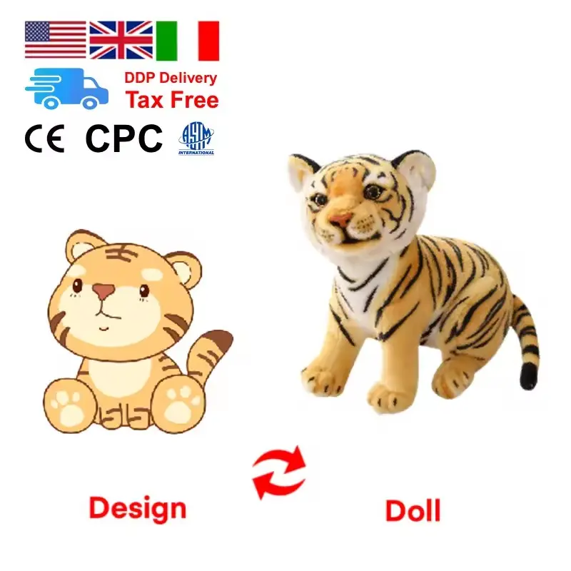 Chinese Little Tiger custom Mascot with Logo Cute Tiger Plush Toy Gifts stuffed animal toys