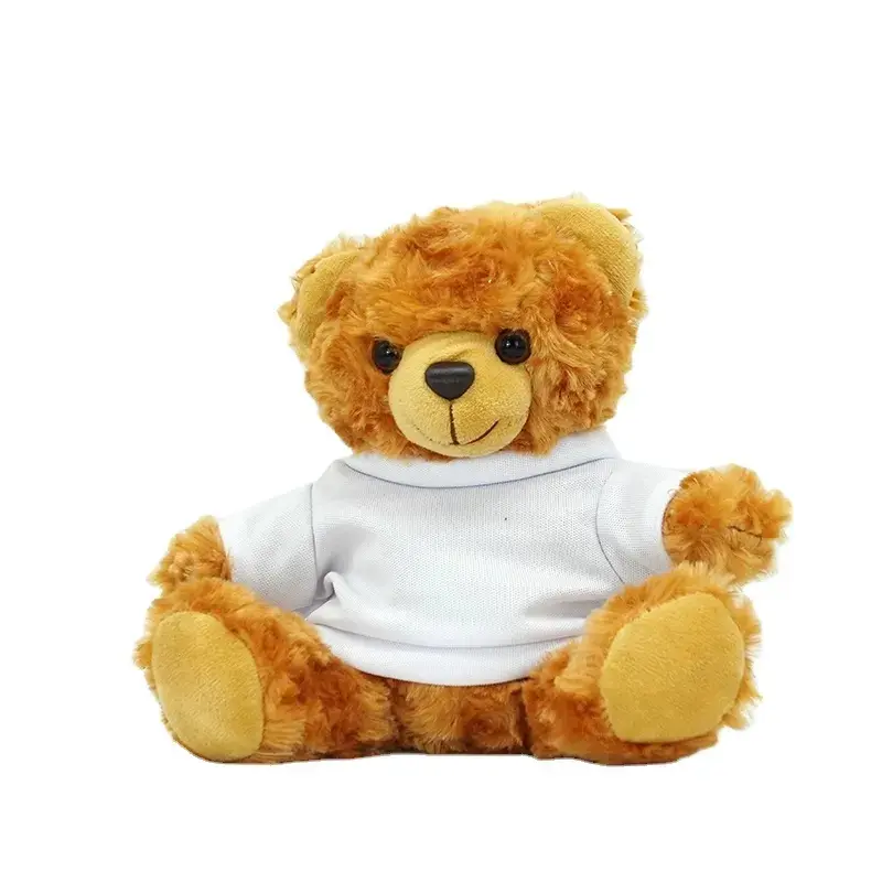 Custom logo 7inch plush bear with sublimation shirt teddy bear toys with T-shirt plush toy with logo T-shirt