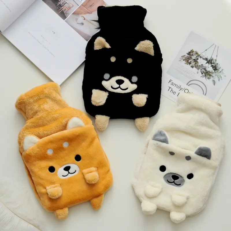 cartoon dog plush hot water bottle cover