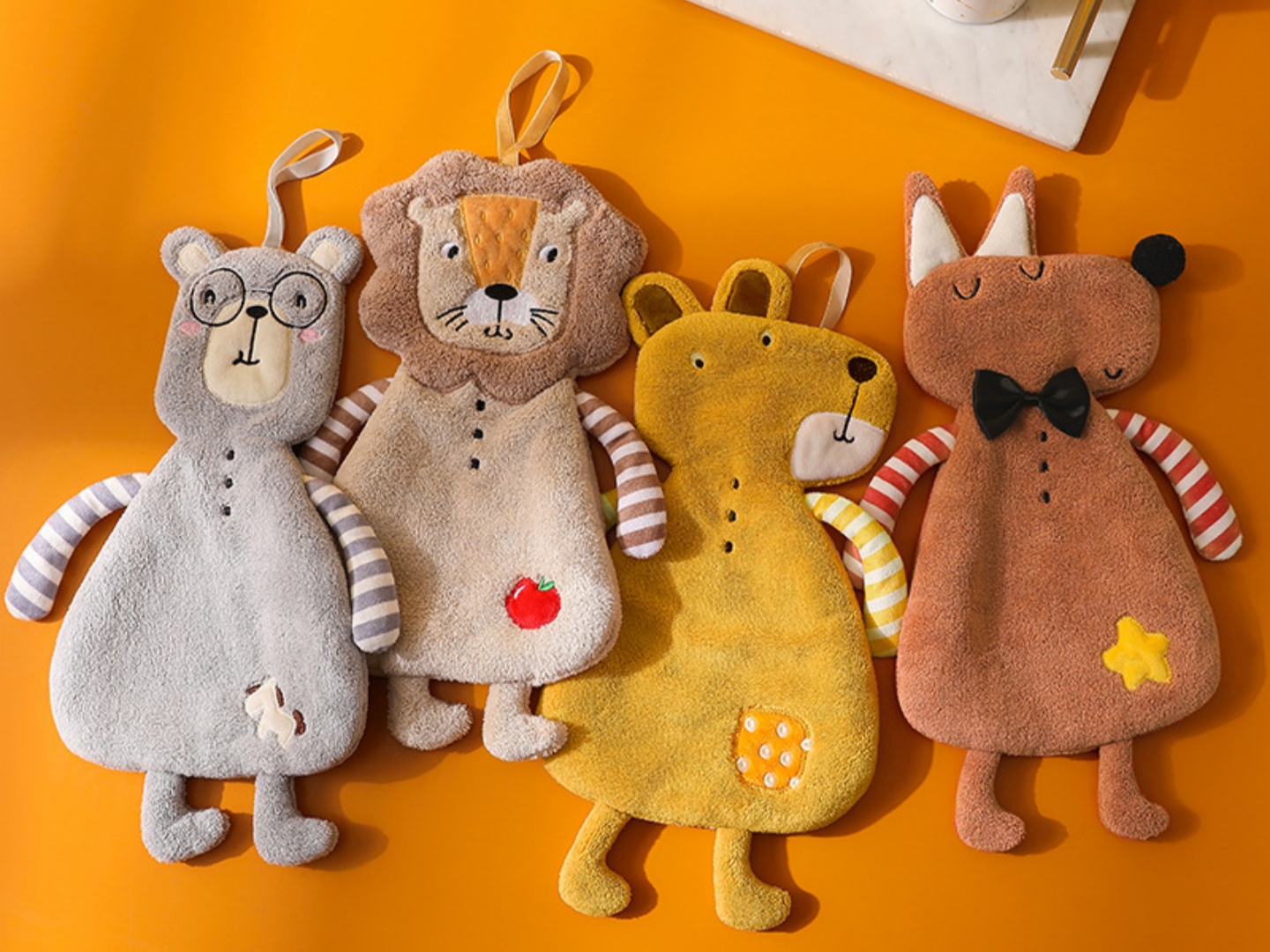 Versatile coral velvet soft cute cartoon hand towels